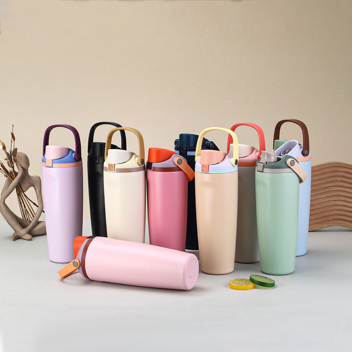 Free Sip Insulated Stainless Steel Water Bottle with Handle and Straw for Sports
