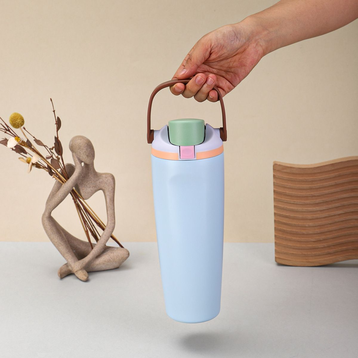 Free Sip Insulated Stainless Steel Water Bottle with Handle and Straw for Sports