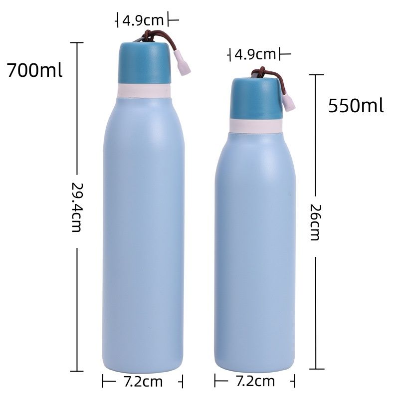 18oz/24oz Easy Carry Outdoor Stainless Steel Insulated Travel Bottle with Lid -strap