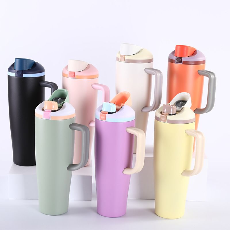Dual-Drink 40oz Stainless Steel Insulated Tumbler with Handle