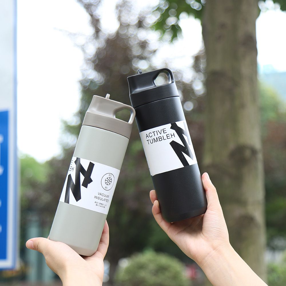 Leak-proof 550ml Stainless Steel Insulated Water Bottle with Straw