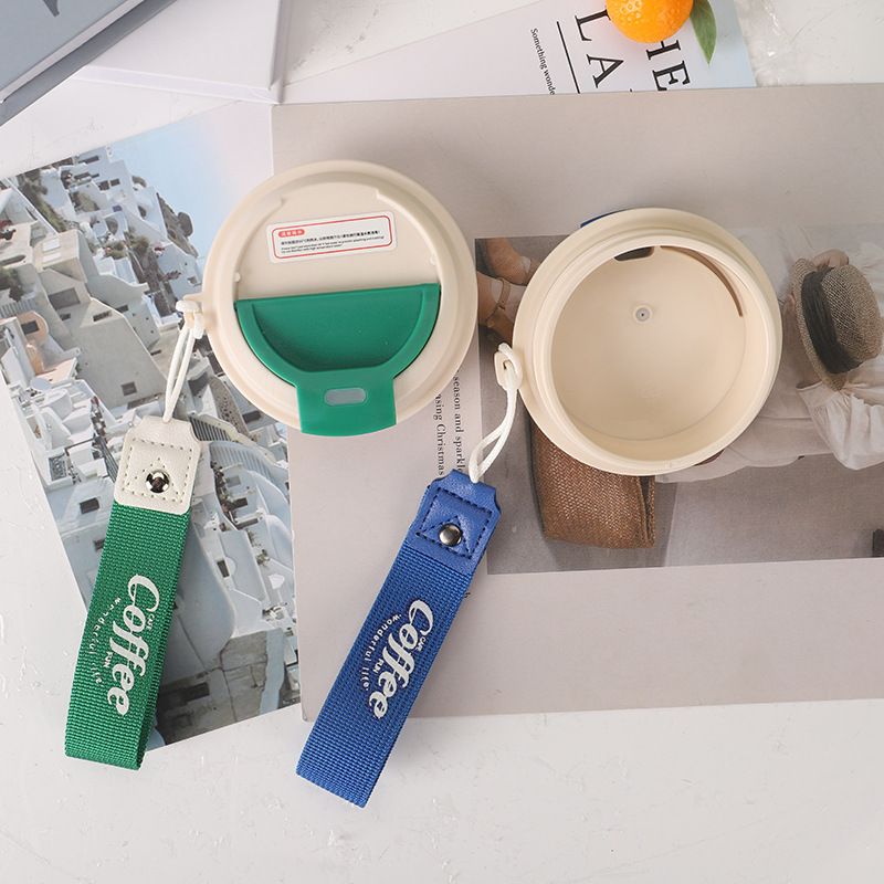 Portable Double - Wall Stainless Steel Coffee Cup with Flip Lid & Strap, 420ml/620ml, Ideal for Outdoor & Indoor Use