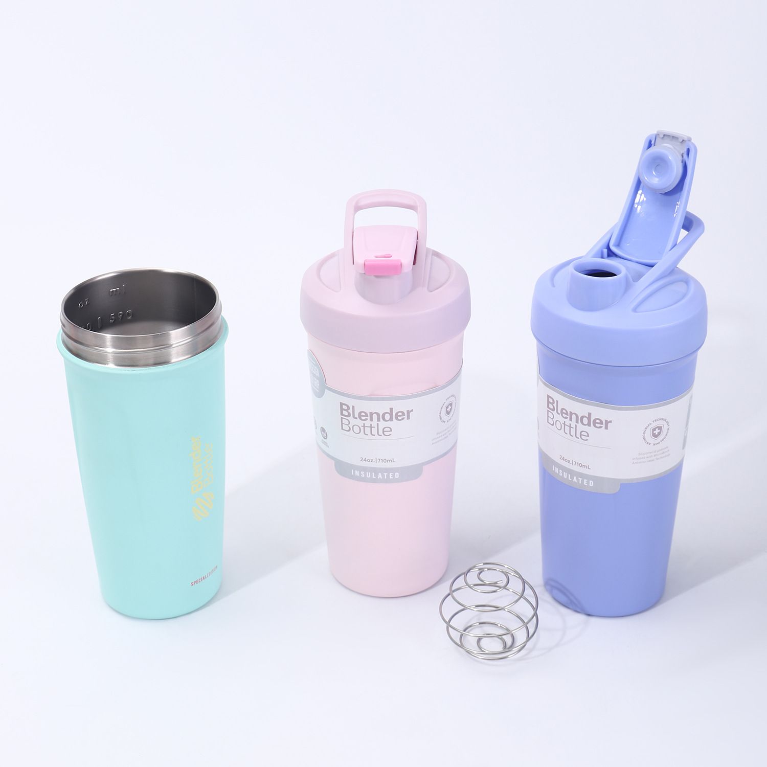 24oz Stainless Steel Insulated Blender Bottle with Handle