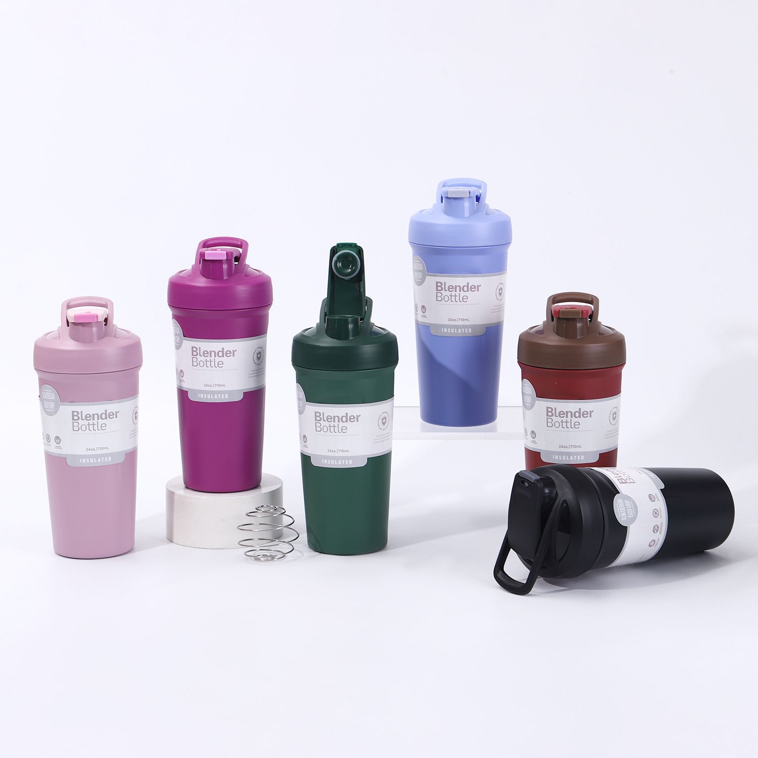 24oz Stainless Steel Insulated Blender Bottle with Handle