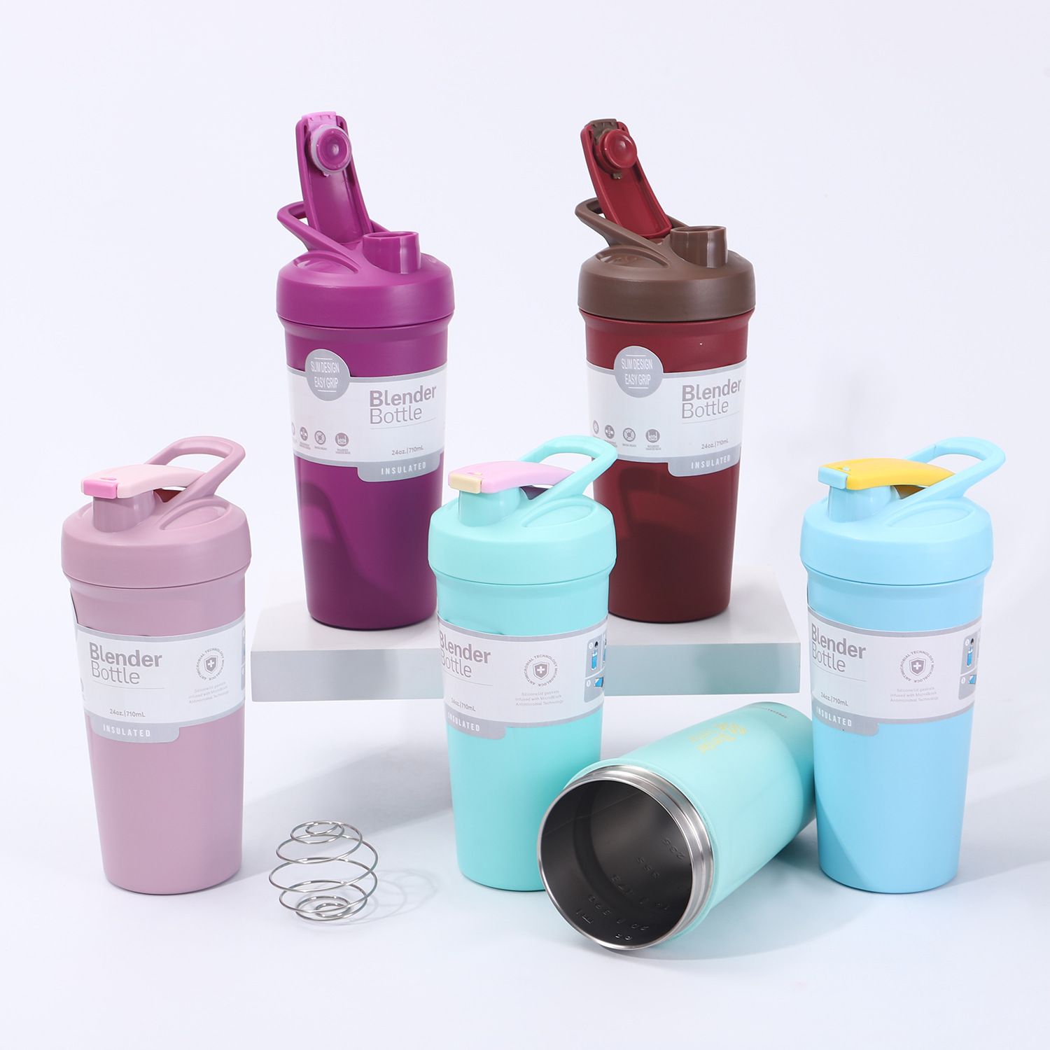 24oz Stainless Steel Insulated Blender Bottle with Handle