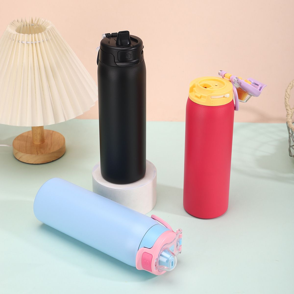 650ml Double - Wall Stainless Steel Vacuum Insulated Water Bottle with Push Button Leak - Proof Lid