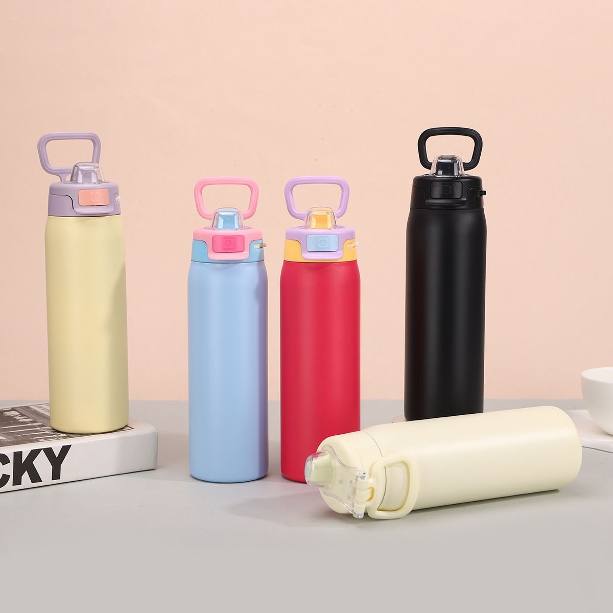 650ml Double - Wall Stainless Steel Vacuum Insulated Water Bottle with Push Button Leak - Proof Lid