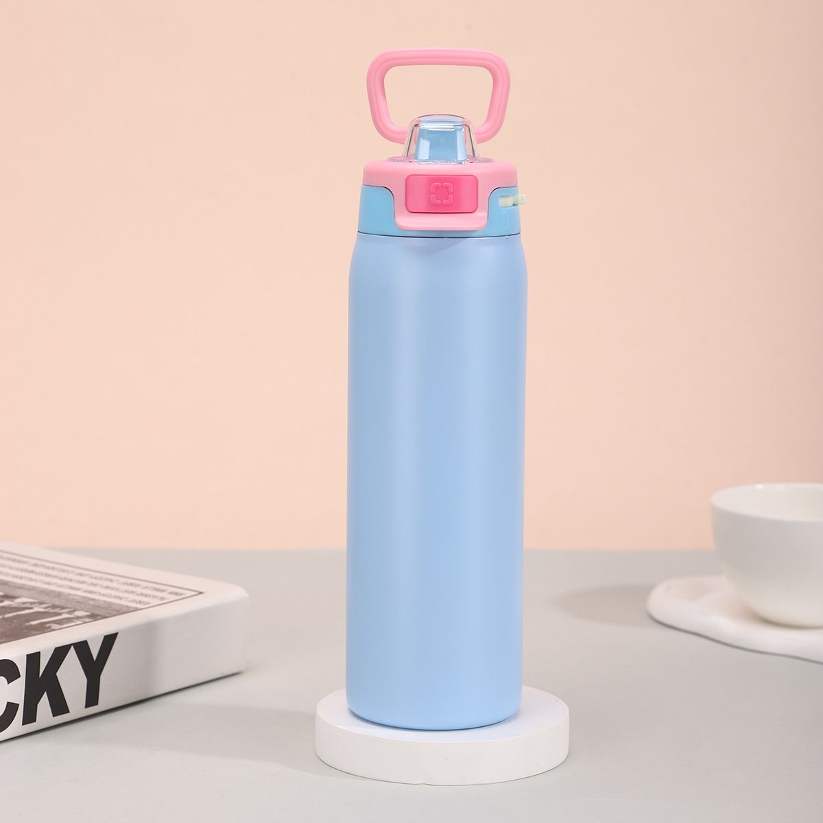 650ml Double - Wall Stainless Steel Vacuum Insulated Water Bottle with Push Button Leak - Proof Lid