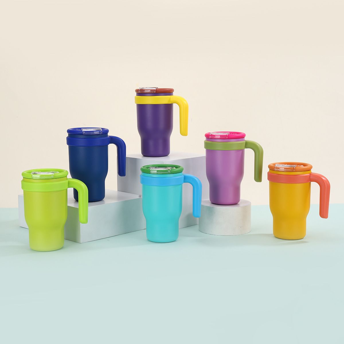 14oz Vacuum Insulated Kids Stainless Steel Tumbler &ndash; BPA-Free Dual-Drink Cup with Handle & Foldable Lid