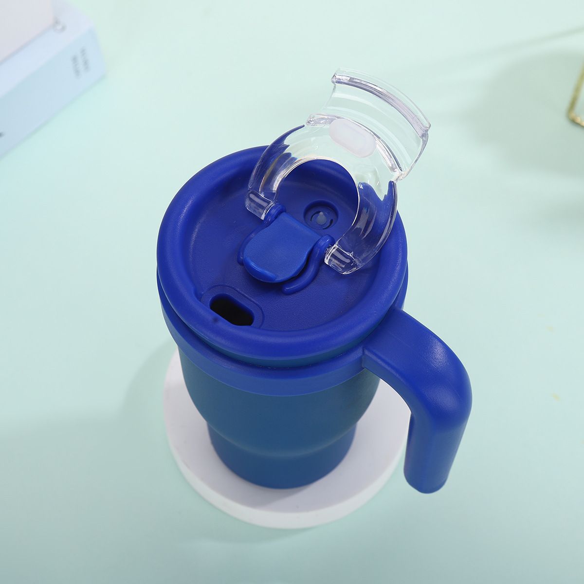 14oz Vacuum Insulated Kids Stainless Steel Tumbler – BPA-Free Dual-Drink Cup with Handle & Foldable Lid