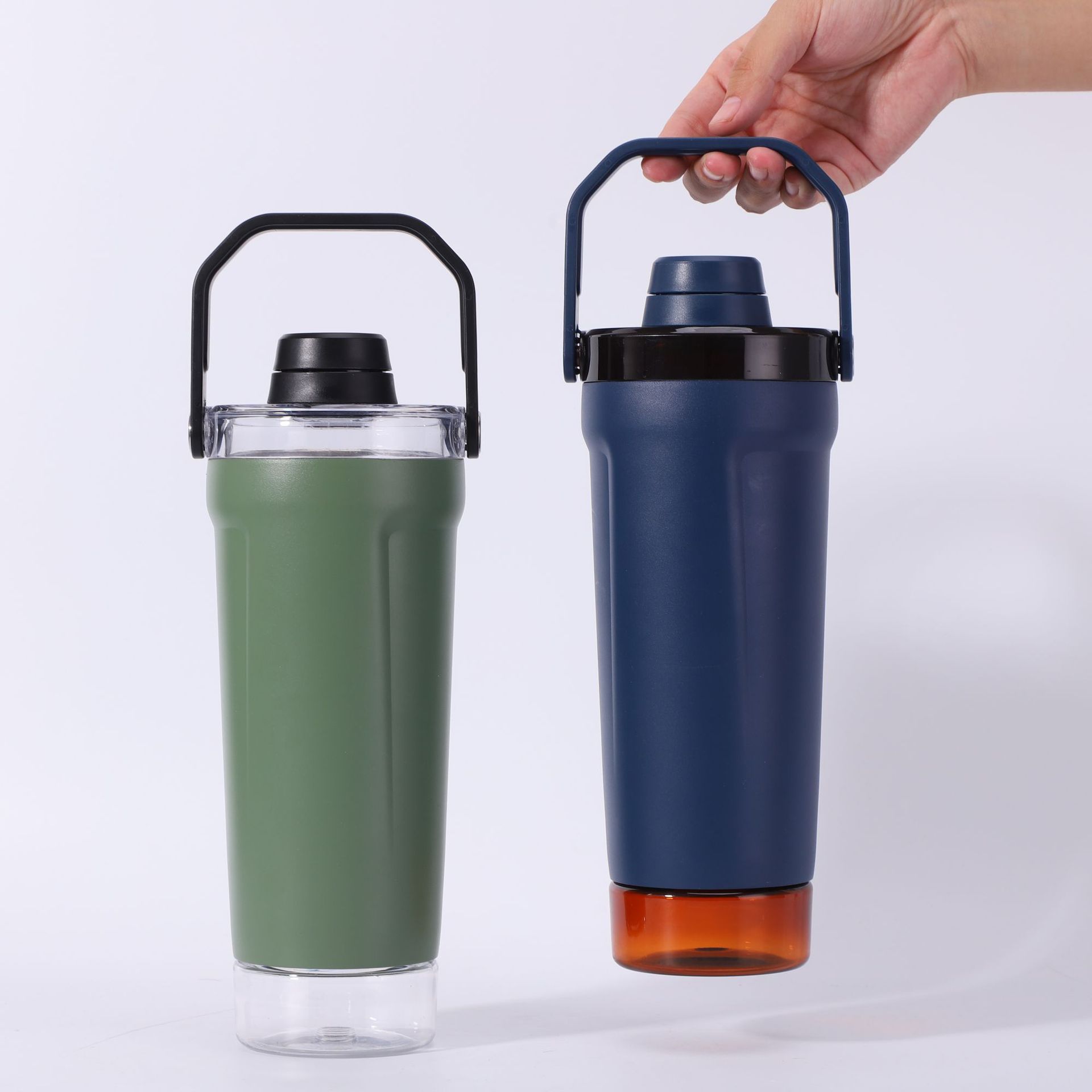 24oz Stainless Steel Vacuum Insulated Shaker Cup (Detachable Protein Storage & Leakproof Handle Lid)