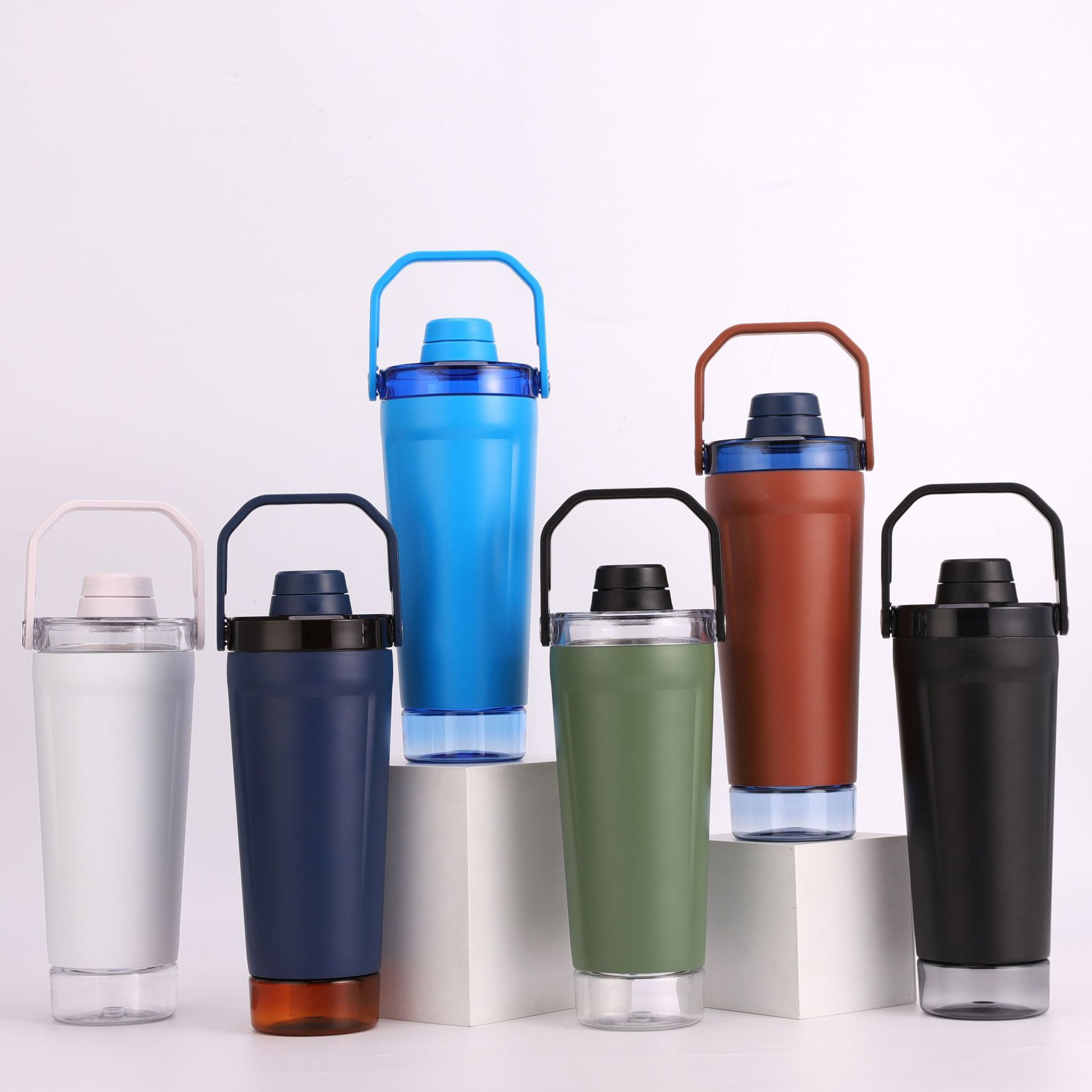 24oz Stainless Steel Vacuum Insulated Shaker Cup (Detachable Protein Storage & Leakproof Handle Lid)