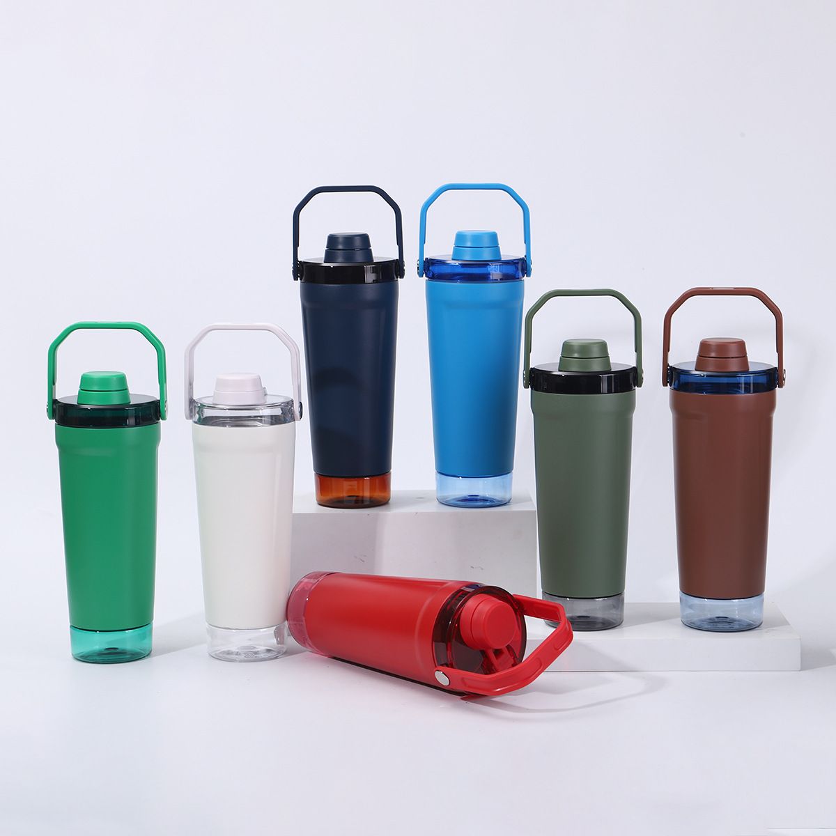 24oz Stainless Steel Vacuum Insulated Shaker Cup (Detachable Protein Storage & Leakproof Handle Lid)