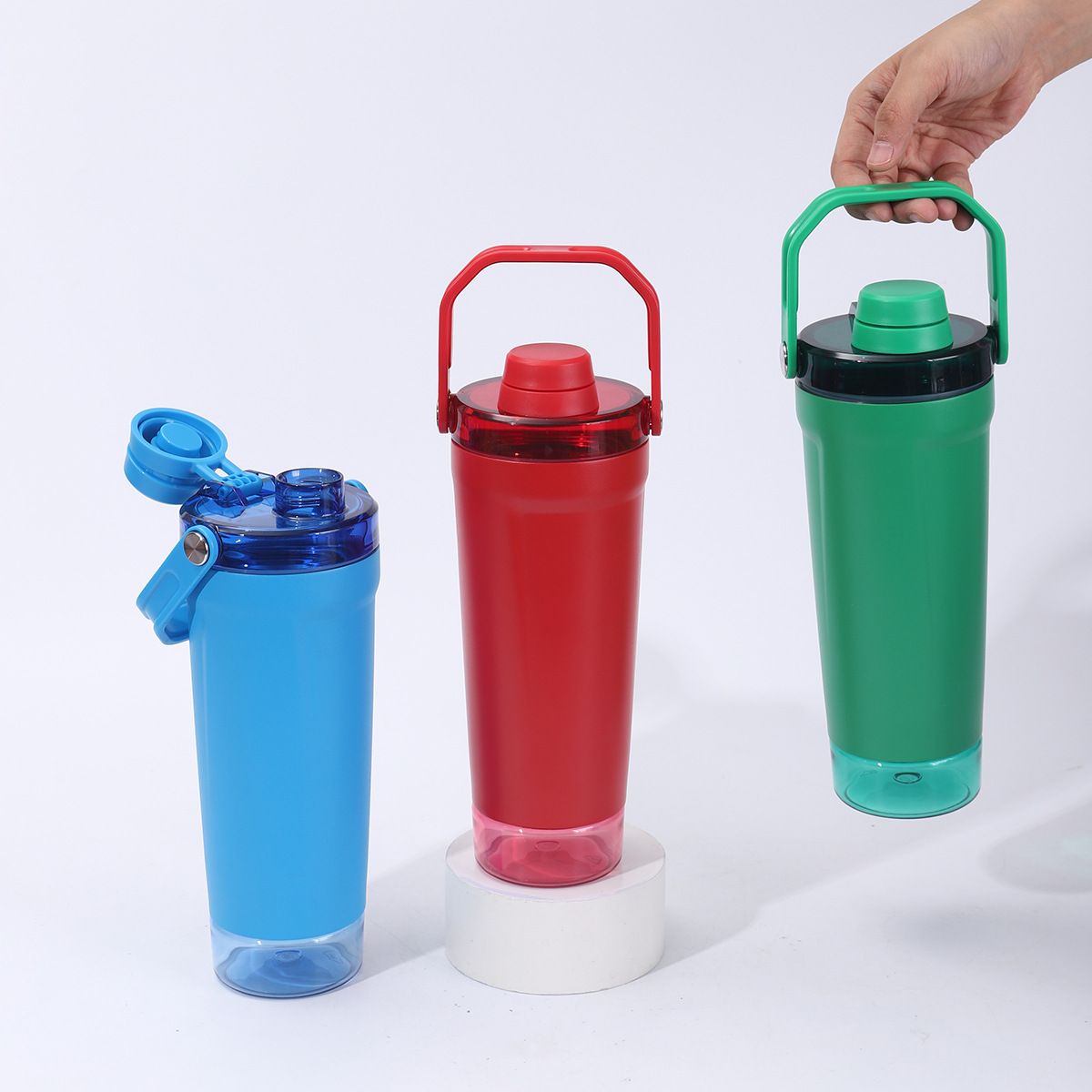 24oz Stainless Steel Vacuum Insulated Shaker Cup (Detachable Protein Storage & Leakproof Handle Lid)