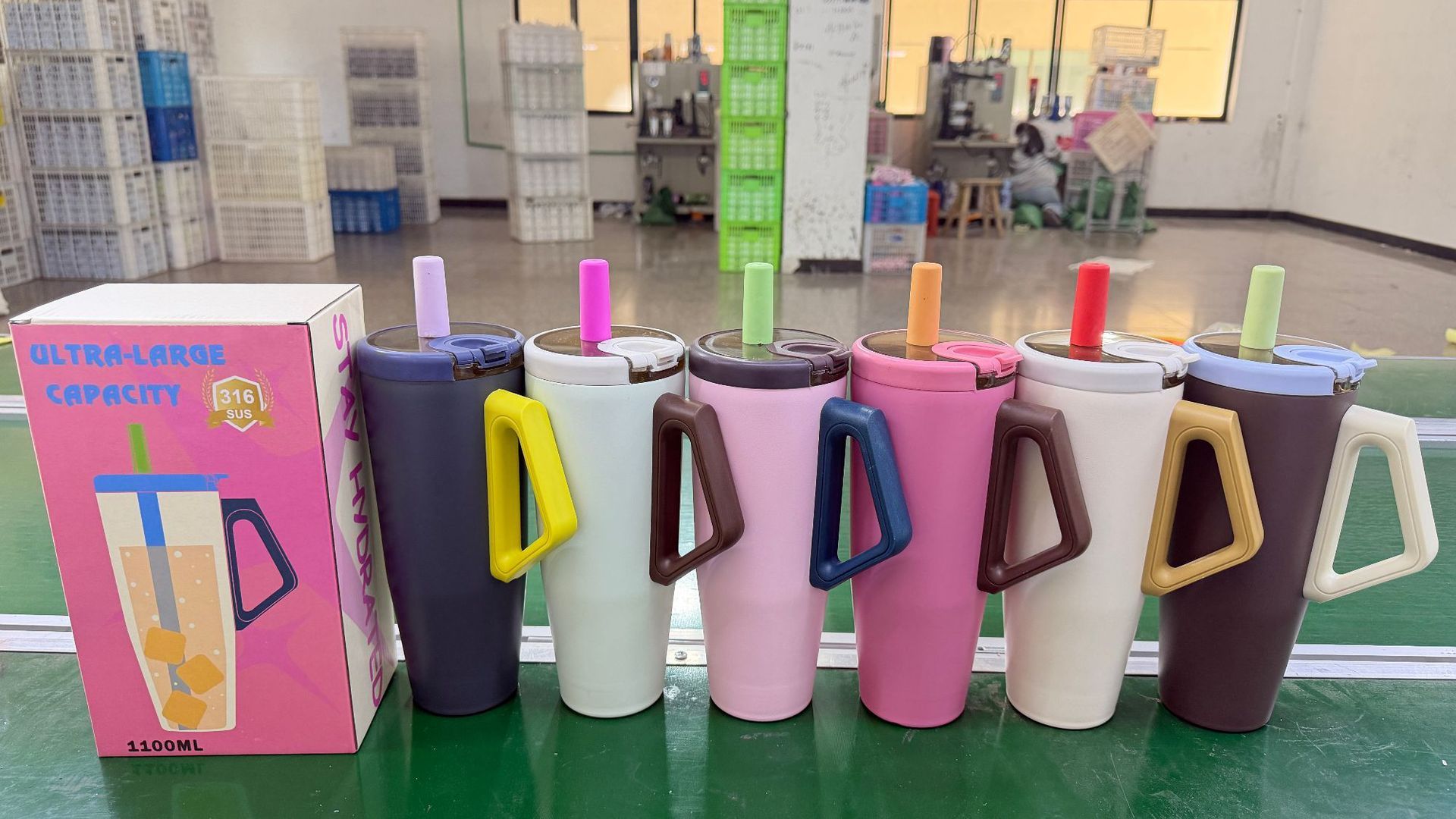 40oz Tumbler with Handle – Leak-Proof, Straw with Protective Cap – Double Wall 304 Stainless Steel, Insulated & Customizable
